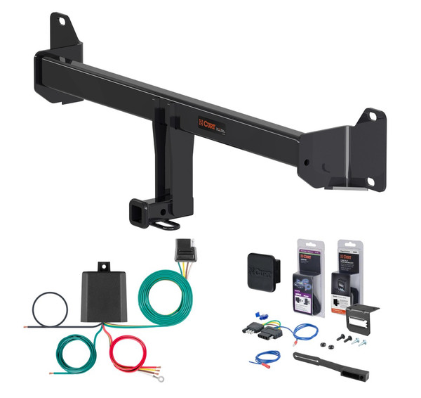 2017 - 2024 MINI Cooper Countryman Curt 1-1/4" Class 1 Trailer Tow Hitch + 5-Flat Wiring Kit Tow Boat/Utility Trailer with Surge Brakes 11522 - CURT
