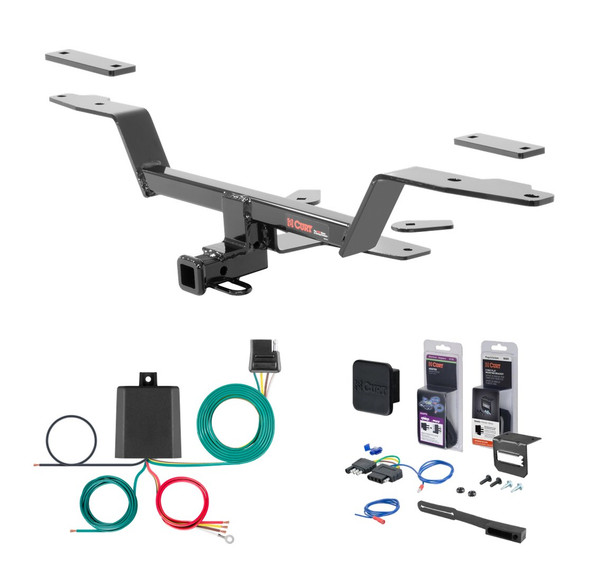 2017 - 2020 Audi A4 Sedan, excluding S Line Curt 1-1/4" Class 1 Trailer Tow Hitch + 5-Flat Wiring Kit Tow Boat/Utility Trailer with Surge Brakes 11448 - CURT