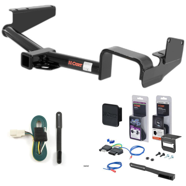 08 - 13 Toyota Highlander Curt 2" Class 3 Trailer Tow Hitch + 5-Flat Wiring Kit Tow Boat/Utility Trailer with Surge Brakes 13534-9 - CURT