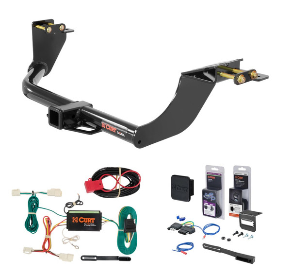 2014 - 2020 Mitsubishi Outlander Curt 2" Class 3 Trailer Tow Hitch + 5-Flat Wiring Kit Tow Boat/Utility Trailer with Surge Brakes 13163 - CURT