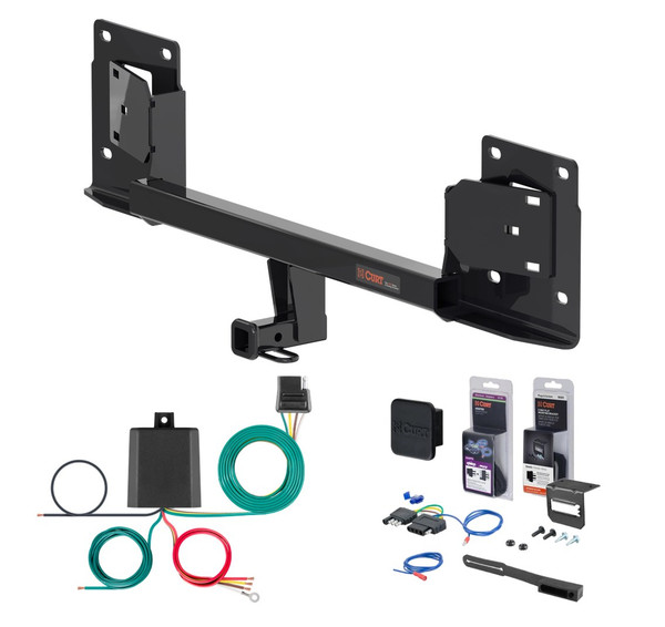 2017 - 2023 Tesla 3 Curt 1-1/4" Class 1 Trailer Tow Hitch + 5-Flat Wiring Kit Tow Boat/Utility Trailer with Surge Brakes 11581 - CURT