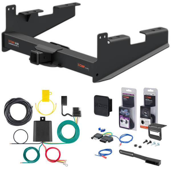 17 - 24 Ford F-250 Super Duty Curt 2-1/2" Class 5 Trailer Tow Hitch + 5-Flat Wiring Kit Tow Boat/Utility Trailer with Surge Brakes 15802 - CURT