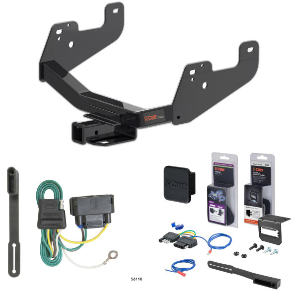 21 - 23 Ford F-150 Excluding factory receiver or Police Responder Curt 2" Class 4 Trailer Tow Hitch + 5-Flat Wiring Kit Tow Boat/Utility Trailer with Surge Brakes 14021 - CURT
