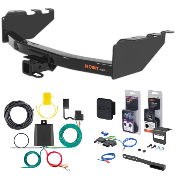 2019 GMC Sierra 1500 Limited Curt 2" Class 3 Trailer Tow Hitch + 5-Flat Wiring Kit Tow Boat/Utility Trailer with Surge Brakes 13301 - CURT