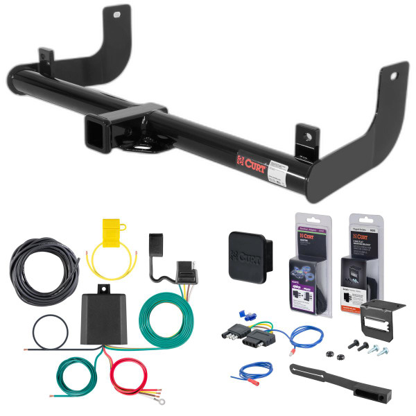 2009 Ford F-150 Excluding factory receiver Curt 2" Class 3 Trailer Tow Hitch + 5-Flat Wiring Kit Tow Boat/Utility Trailer with Surge Brakes 13371 - CURT