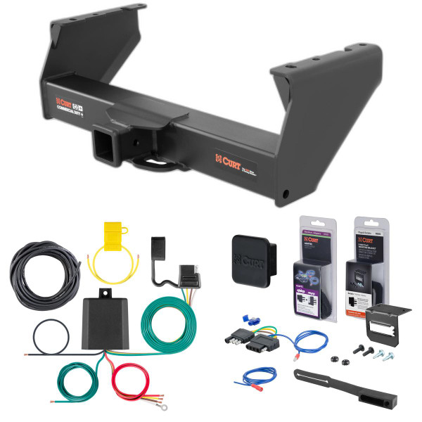 07 - 24 GMC Sierra 3500 HD Cab & chassis Curt 2-1/2" Class 5 Trailer Tow Hitch + 5-Flat Wiring Kit Tow Boat/Utility Trailer with Surge Brakes 15800 - CURT