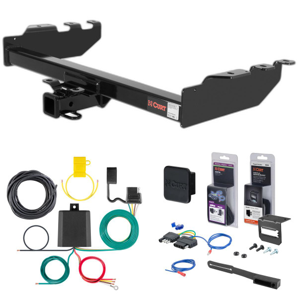 99 - 04 GMC Sierra 2500 Excluding Tommy Gate lift, 10" drop bumper or cab & chassis Curt 2" Class 4 Trailer Tow Hitch + 5-Flat Wiring Kit Tow Boat/Utility Trailer with Surge Brakes 14332 - CURT