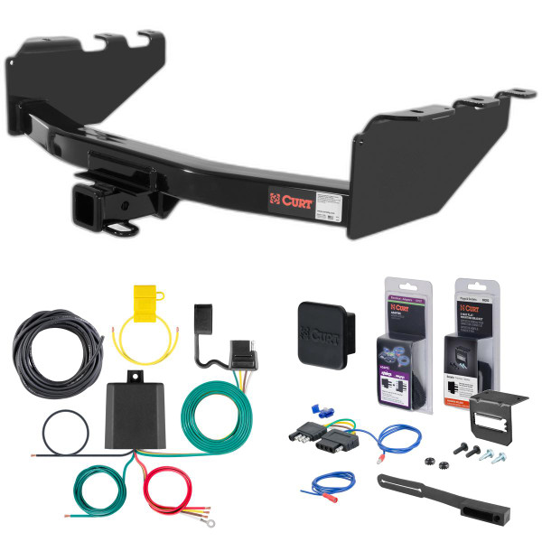 07 - 18 GMC Sierra 1500 Excluding roll pan bumper, Tommy Gate lift or 10" drop bumper Curt 2" Class 4 Trailer Tow Hitch + 5-Flat Wiring Kit Tow Boat/Utility Trailer with Surge Brakes 14301 - CURT