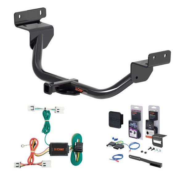 2011 - 2017 Nissan Juke AWD, excluding Nismo Curt 1-1/4" Class 1 Trailer Tow Hitch + 5-Flat Wiring Kit Tow Boat/Utility Trailer with Surge Brakes 11088 - CURT