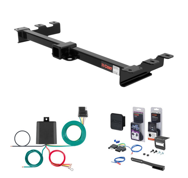 1999 - 2006 GMC Sierra 1500 With roll pan bumper Curt 2" Class 3 Trailer Tow Hitch + 5-Flat Wiring Kit Tow Boat/Utility Trailer with Surge Brakes 13932 - CURT