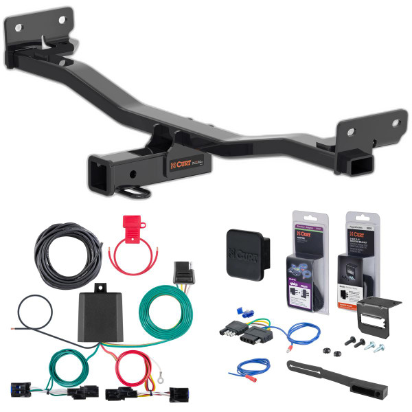 23 - 24 Kia Sportage Curt 2" Class 3 Trailer Tow Hitch + 5-Flat Wiring Kit Tow Boat/Utility Trailer with Surge Brakes 13485 - CURT