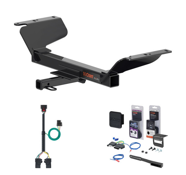 2018 - 2024 GMC Terrain Excluding diesel Curt 1-1/4" Class 2 Trailer Tow Hitch + 5-Flat Wiring Kit Tow Boat/Utility Trailer with Surge Brakes 12201 - CURT