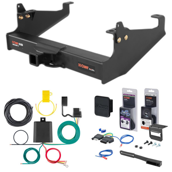 99 - 24 Ford F-550 Super Duty Cab & chassis with 34" frame width (O.D.) Curt 2" Class 5 Trailer Tow Hitch + 5-Flat Wiring Kit Tow Boat/Utility Trailer with Surge Brakes 15445 - CURT