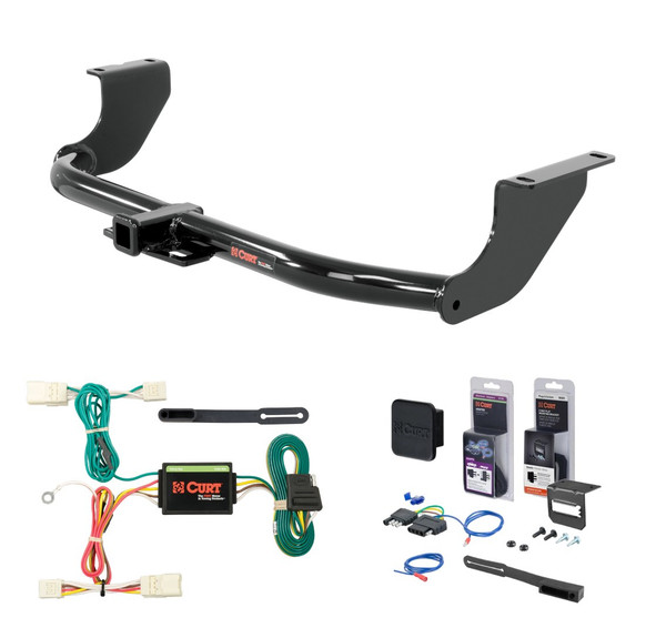 2014 - 2024 Mitsubishi Mirage Hatchback Curt 1-1/4" Class 1 Trailer Tow Hitch + 5-Flat Wiring Kit Tow Boat/Utility Trailer with Surge Brakes 11394 - CURT