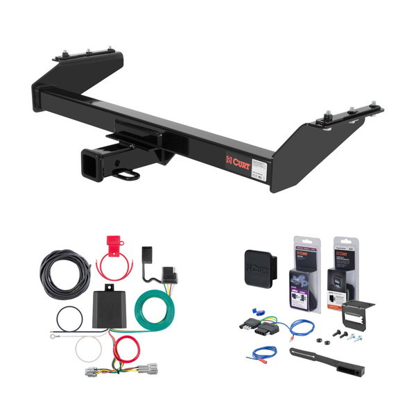 2000 - 2004 Nissan Frontier 4-door, short bed Curt 2" Class 3 Trailer Tow Hitch + 5-Flat Wiring Kit Tow Boat/Utility Trailer with Surge Brakes 13841 - CURT