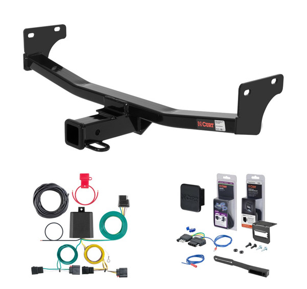 2007 - 2010 Jeep Patriot Curt 2" Class 3 Trailer Tow Hitch + 5-Flat Wiring Kit Tow Boat/Utility Trailer with Surge Brakes 13548 - CURT