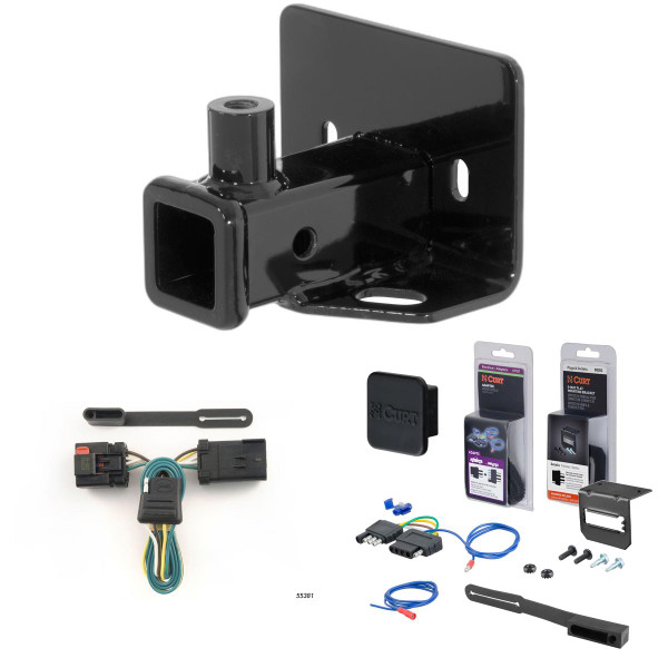 06 - 09 Mitsubishi Raider Curt 2" Class 3 Trailer Tow Hitch + 5-Flat Wiring Kit Tow Boat/Utility Trailer with Surge Brakes 13229 - CURT