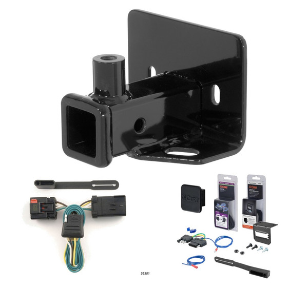 2006 - 2009 Mitsubishi Raider Curt 2" Class 3 Trailer Tow Hitch + 5-Flat Wiring Kit Tow Boat/Utility Trailer with Surge Brakes 13229 - CURT