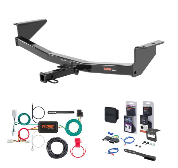 2008 - 2020 Nissan Rogue Excluding Krom Curt 1-1/4" Class 2 Trailer Tow Hitch + 5-Flat Wiring Kit Tow Boat/Utility Trailer with Surge Brakes 12122 - CURT