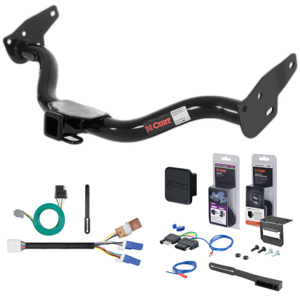 05 - 15 Nissan Xterra Curt 2" Class 3 Trailer Tow Hitch + 5-Flat Wiring Kit Tow Boat/Utility Trailer with Surge Brakes 13514-1 - CURT