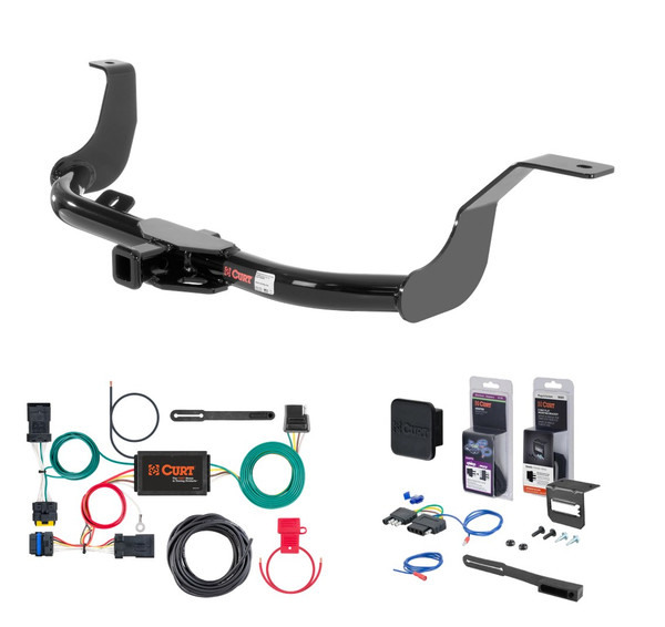 2014 - 2019 Nissan Versa Sedan Curt 1-1/4" Class 1 Trailer Tow Hitch + 5-Flat Wiring Kit Tow Boat/Utility Trailer with Surge Brakes 11256 - CURT