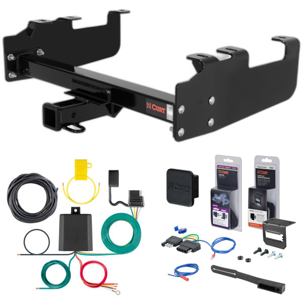 63 - 72 Ford F-350 Old body with 10" drop bumper Curt 2" Class 3 Trailer Tow Hitch + 5-Flat Wiring Kit Tow Boat/Utility Trailer with Surge Brakes 13099 - CURT