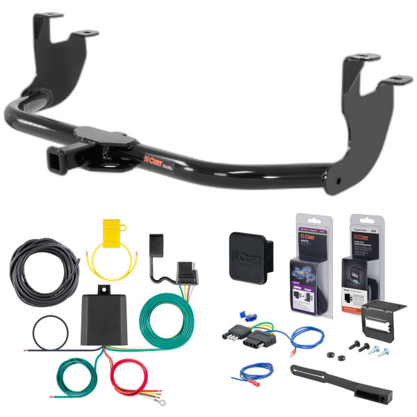 2019 Volkswagen Beetle Hatchback, excluding diesel Curt 1-1/4" Class 1 Trailer Tow Hitch + 5-Flat Wiring Kit Tow Boat/Utility Trailer with Surge Brakes 11354 - CURT