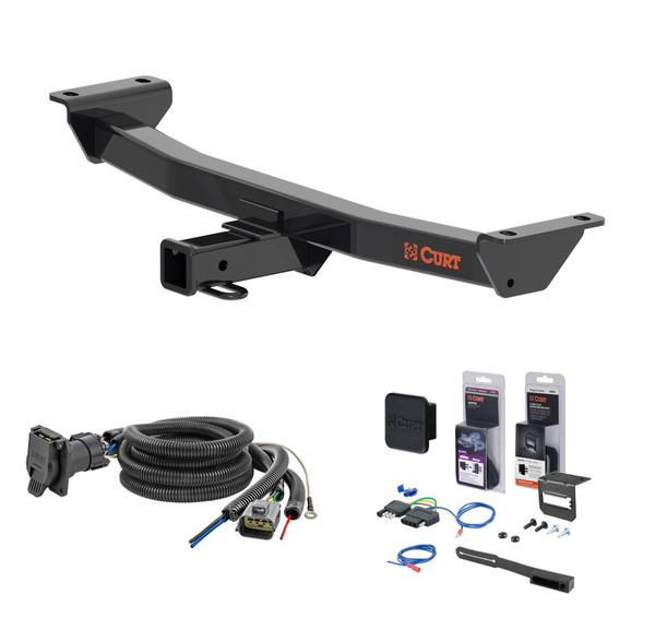 2024 - 2026 Ford Ranger Curt 2" Class 3 Trailer Tow Hitch + 5-Flat Wiring Kit Tow Boat/Utility Trailer with Surge Brakes 13607 - CURT
