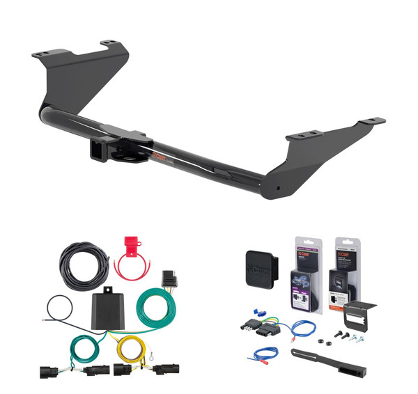 2021 - 2026 Chrysler Pacifica Curt 2" Class 3 Trailer Tow Hitch + 5-Flat Wiring Kit Tow Boat/Utility Trailer with Surge Brakes 13383 - CURT