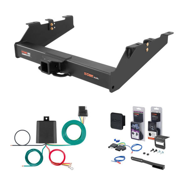 2001 - 2006 Chevrolet Silverado 3500 6' bed, excluding factory receiver, Tommy Gate lift or cab & chassis Curt 2-1/2" Class 5 Trailer Tow Hitch + 5-Flat Wiring Kit Tow Boat/Utility Trailer with Surge Brakes 15703 - CURT