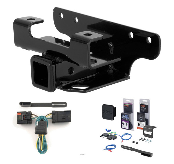 2002 Dodge Ram 1500 Factory style (built before 11/02) Curt 2" Class 3 Trailer Tow Hitch + 5-Flat Wiring Kit Tow Boat/Utility Trailer with Surge Brakes 13326-1 - CURT