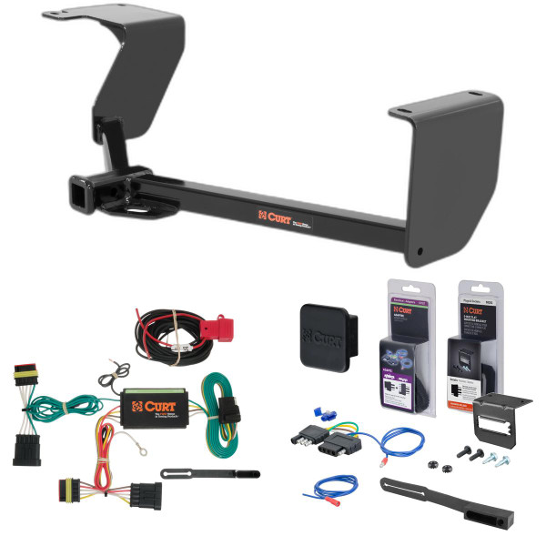 12 - 19 Fiat 500 Excluding Abarth Curt 1-1/4" Class 1 Trailer Tow Hitch + 5-Flat Wiring Kit Tow Boat/Utility Trailer with Surge Brakes 11363 - CURT