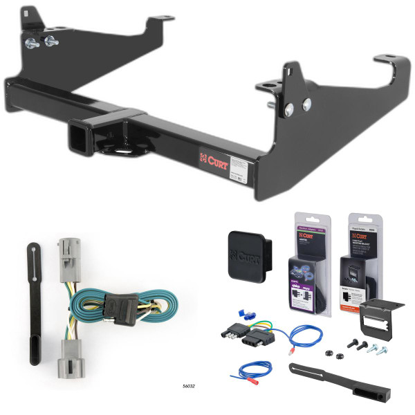 05 - 07 Ford F-350 Super Duty Cab & chassis with 34" frame width (O.D.) Curt 2" Class 4 Trailer Tow Hitch + 5-Flat Wiring Kit Tow Boat/Utility Trailer with Surge Brakes 14048 - CURT
