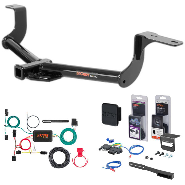 15 - 20 Honda Fit Curt 1-1/4" Class 1 Trailer Tow Hitch + 5-Flat Wiring Kit Tow Boat/Utility Trailer with Surge Brakes 11406 - CURT