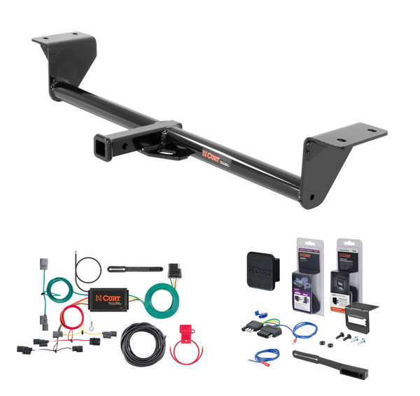 2016 - 2018 Honda Civic Sedan, excluding center exhaust Curt 1-1/4" Class 1 Trailer Tow Hitch + 5-Flat Wiring Kit Tow Boat/Utility Trailer with Surge Brakes 11604 - CURT