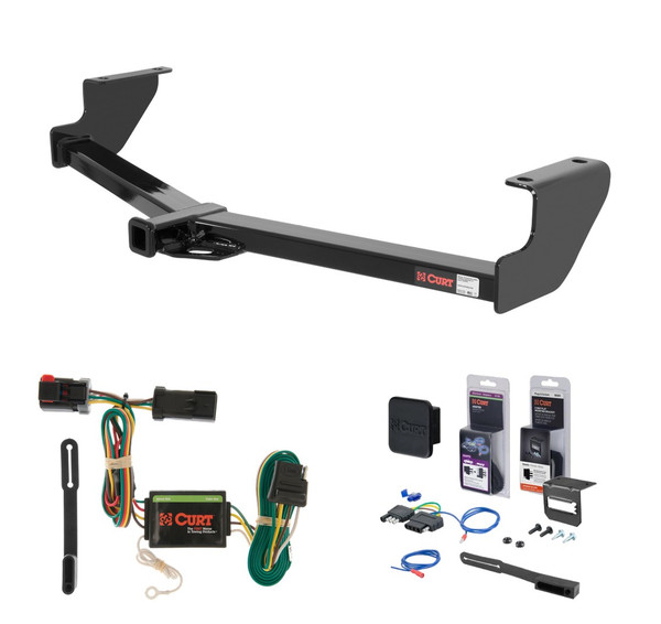 2001 - 2003 Dodge Grand Caravan Excluding Stow 'n Go Curt 1-1/4" Class 2 Trailer Tow Hitch + 5-Flat Wiring Kit Tow Boat/Utility Trailer with Surge Brakes 12094 - CURT