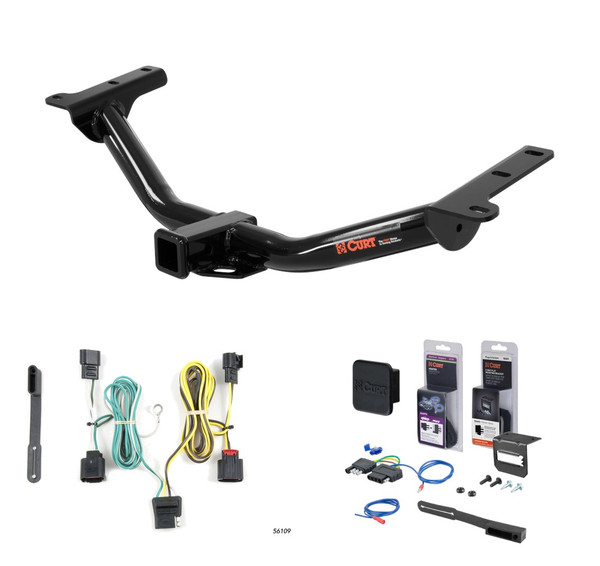 2012 - 2020 Dodge Journey Curt 2" Class 3 Trailer Tow Hitch + 5-Flat Wiring Kit Tow Boat/Utility Trailer with Surge Brakes 13201 - CURT