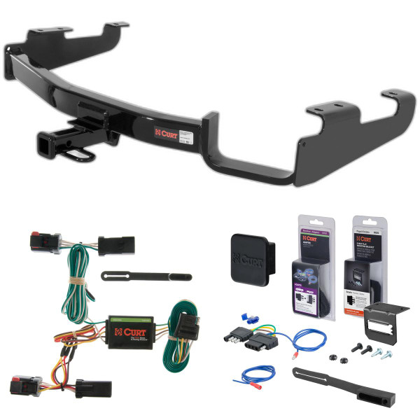 96 - 00 Plymouth Grand Voyager Excluding Stow 'n Go Curt 1-1/4" Class 2 Trailer Tow Hitch + 5-Flat Wiring Kit Tow Boat/Utility Trailer with Surge Brakes 12362 - CURT