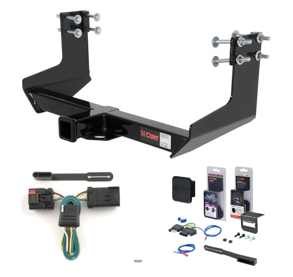 2007 - 2009 Dodge Sprinter 3500 144" WB with factory step bumper Curt 2" Class 3 Trailer Tow Hitch + 5-Flat Wiring Kit Tow Boat/Utility Trailer with Surge Brakes 13375 - CURT