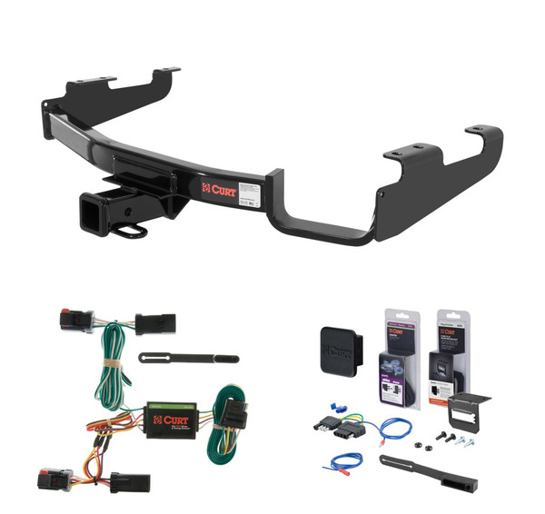 1996 - 2000 Dodge Caravan Excluding Stow 'n Go and Sport Curt 2" Class 3 Trailer Tow Hitch + 5-Flat Wiring Kit Tow Boat/Utility Trailer with Surge Brakes 13362 - CURT