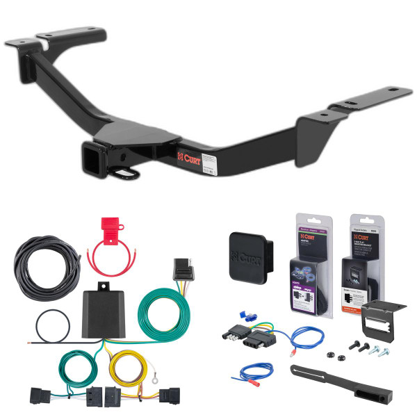 07 - 10 Ford Edge Fits beneath factory 1-1/4" receiver hitch Curt 2" Class 3 Trailer Tow Hitch + 5-Flat Wiring Kit Tow Boat/Utility Trailer with Surge Brakes 13067 - CURT