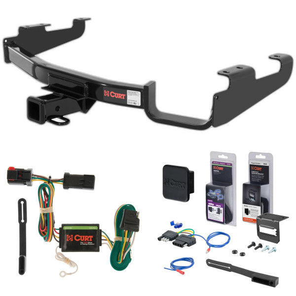 01 - 03 Dodge Caravan Excluding Stow 'n Go and Sport Curt 2" Class 3 Trailer Tow Hitch + 5-Flat Wiring Kit Tow Boat/Utility Trailer with Surge Brakes 13362 - CURT