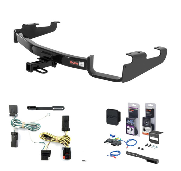 2004 - 2007 Chrysler Town & Country Excluding Stow 'n Go Curt 1-1/4" Class 2 Trailer Tow Hitch + 5-Flat Wiring Kit Tow Boat/Utility Trailer with Surge Brakes 12362 - CURT