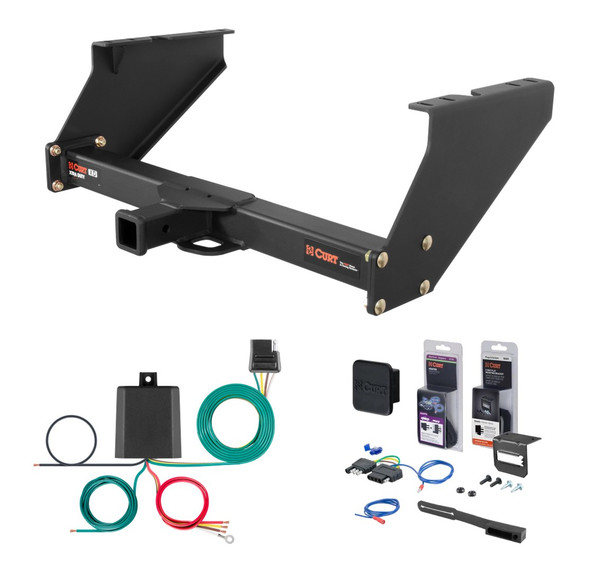 1999 - 2003 Ford F-250 Super Duty With 16" spare tire and 10" drop bumper Curt 2" Class 5 Trailer Tow Hitch + 5-Flat Wiring Kit Tow Boat/Utility Trailer with Surge Brakes 15316 - CURT