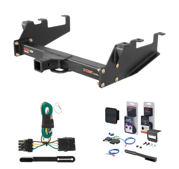 1988 - 1999 Chevrolet K1500 Excluding dual exhaust or 10" step bumper Curt 2" Class 5 Trailer Tow Hitch + 5-Flat Wiring Kit Tow Boat/Utility Trailer with Surge Brakes 15325 - CURT