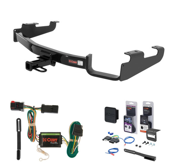 2001 - 2003 Dodge Caravan Excluding Stow 'n Go and Sport Curt 1-1/4" Class 2 Trailer Tow Hitch + 5-Flat Wiring Kit Tow Boat/Utility Trailer with Surge Brakes 12362 - CURT