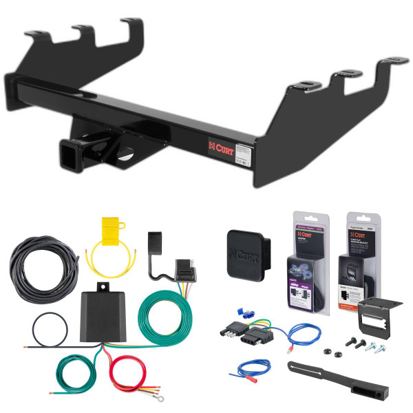 01 - 06 Chevrolet Silverado 1500 HD With Tommy Gate lift or 10" drop bumper Curt 2" Class 3 Trailer Tow Hitch + 5-Flat Wiring Kit Tow Boat/Utility Trailer with Surge Brakes 13339 - CURT