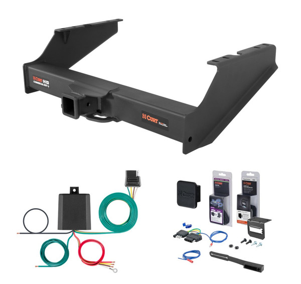 2008 - 2016 Ford F-450 Super Duty Excluding cab & chassis Curt 2-1/2" Class 5 Trailer Tow Hitch + 5-Flat Wiring Kit Tow Boat/Utility Trailer with Surge Brakes 15810 - CURT