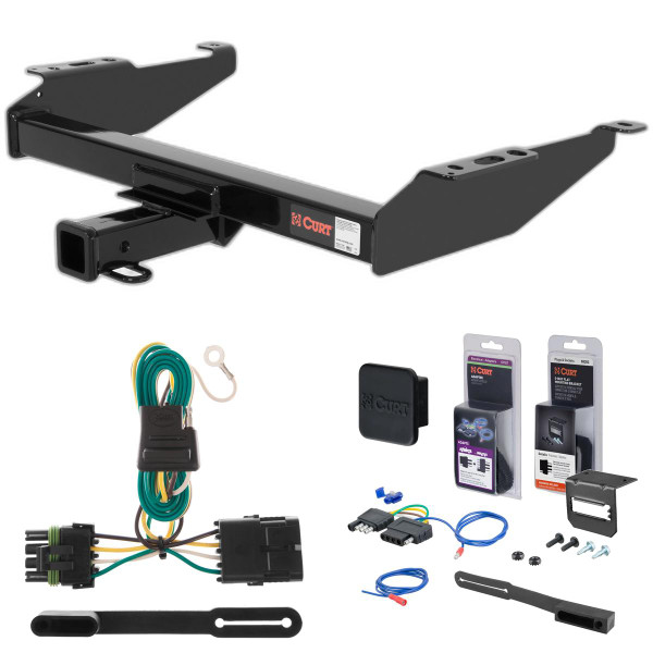 88 - 00 Chevrolet K2500 With dual exhaust Curt 2" Class 3 Trailer Tow Hitch + 5-Flat Wiring Kit Tow Boat/Utility Trailer with Surge Brakes 13042 - CURT