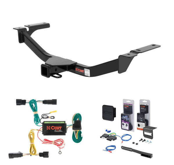 2011 - 2015 Lincoln MKX Fits beneath factory 1-1/4" receiver Curt 2" Class 3 Trailer Tow Hitch + 5-Flat Wiring Kit Tow Boat/Utility Trailer with Surge Brakes 13067 - CURT